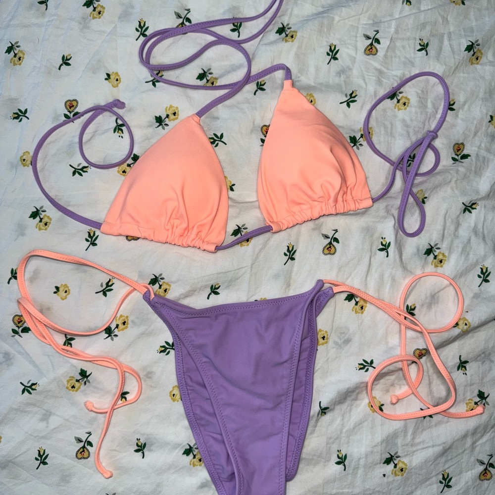 White Fox Peach and Purple Bikini Set